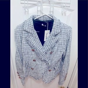 Tweed Blazer Double Breasted with Gold but…